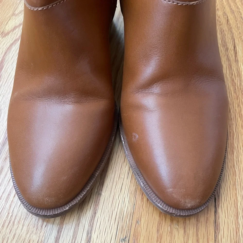 Madewell Brown Leather Ankle Boot with Block Heel